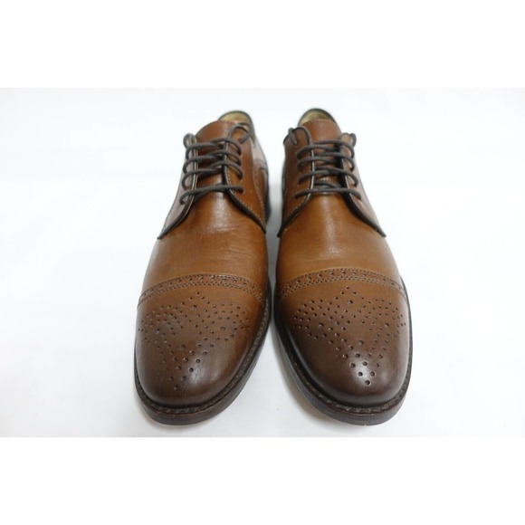 JOHNSTON & MURPHY Men Dress Shoes Halford Brown 10M-US/9UK Cap-Toe Brogued Derby main image 4